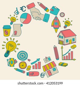 Vector set of doodle business icons