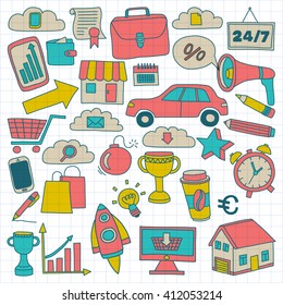 Vector set of doodle business icons
