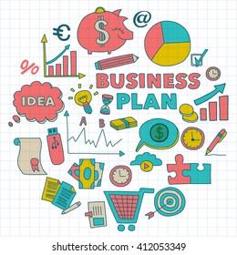Vector set of doodle business icons