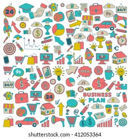 Vector set of doodle business icons