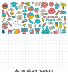 Vector set of doodle business icons