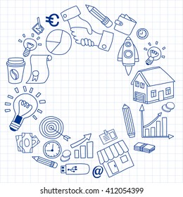 Vector set of doodle business icons