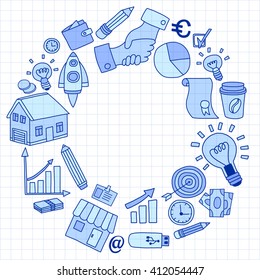 Vector set of doodle business icons