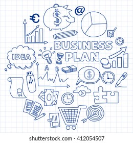 Vector set of doodle business icons