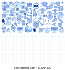 Vector set of doodle business icons