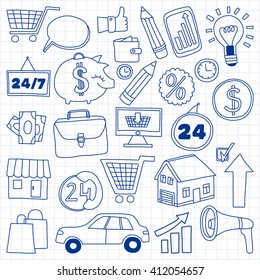 Vector set of doodle business icons