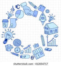 Vector set of doodle business icons