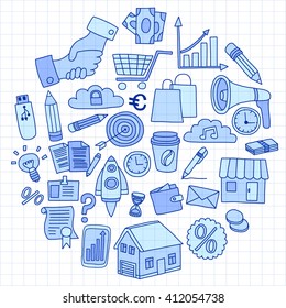 Vector set of doodle business icons