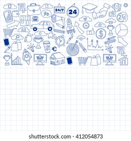 Vector set of doodle business icons