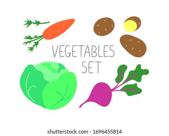 Vector set of doodle color vegetables