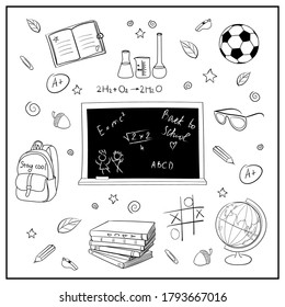 Vector set doodle elements Back to School for icons, website design, print, etc.