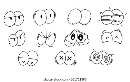 Vector Set Doodle Eyes Expression Emotion Stock Vector (Royalty Free ...