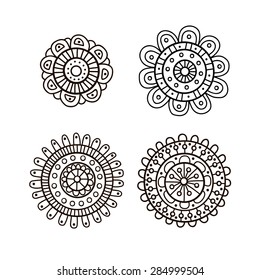 Vector set of doodle flowers.