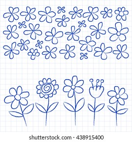 Vector set of doodle flowers