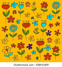 Vector set of doodle flowers