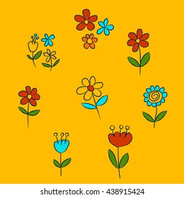 Vector set of doodle flowers