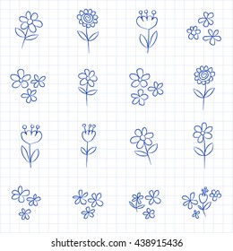 Vector set of doodle flowers