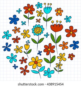 Vector set of doodle flowers