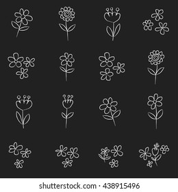 Vector set of doodle flowers