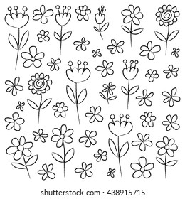 Vector set of doodle flowers