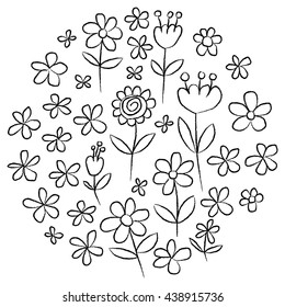 Vector set of doodle flowers