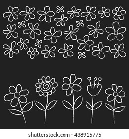 Vector set of doodle flowers