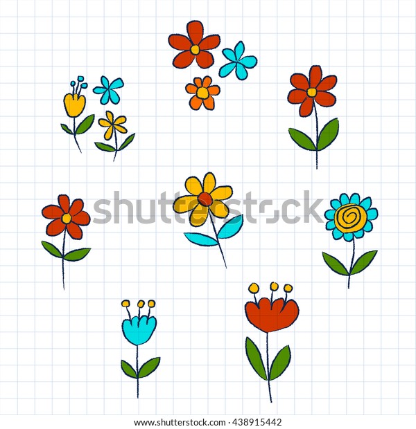 Vector Set Doodle Flowers Stock Vector (Royalty Free) 438915442