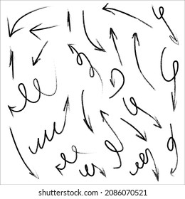 Vector set of doodle hand drawn chalk arrows