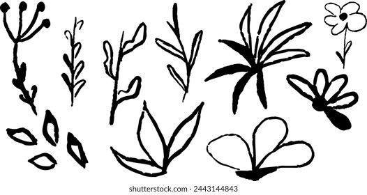  Conjunto de vector de flores dibujadas a mano de garabato. No. Ilustración de vector