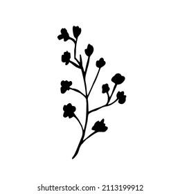 Vector set of doodle hand-drawn flowers. Collection of modern minimal line illustrations.