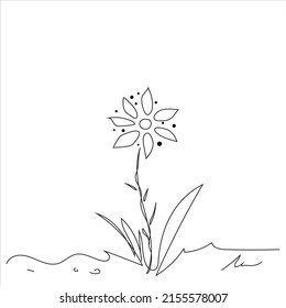 Vector set of doodle hand-drawn flowers. Collection of modern line illustrations.