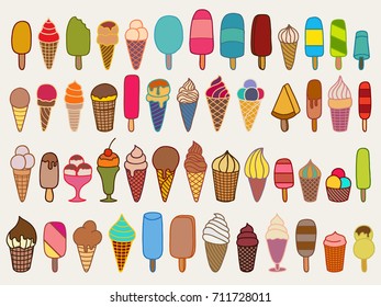 vector set doodle of ice cream. beautiful design for restaurant menu.