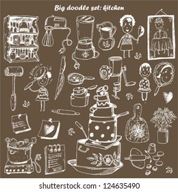 Vector set : doodle - kitchen tools