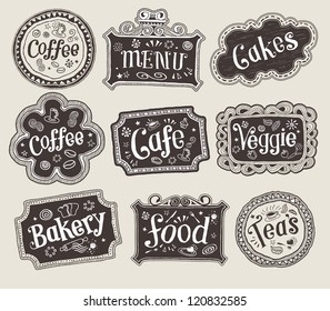 Vector set of doodle labels