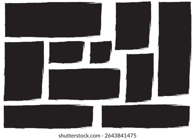 Vector set with doodle rectangular shapes. distressed painted textured rectangles. eps 10