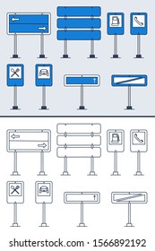 Vector set of doodle road signs in colorful and doodle outline style. Hand-drawn traffic sign icons isolated on white background