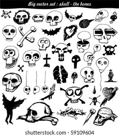 Vector Set Doodle Skull Bone Stock Vector (Royalty Free) 59109604 ...