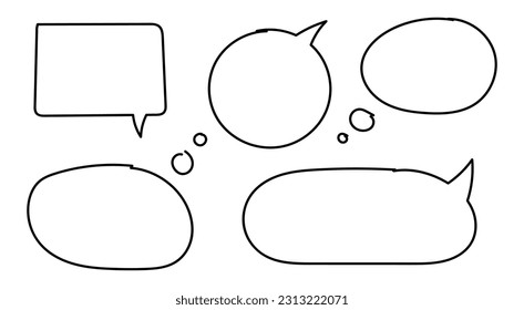 Vector set of doodle speech bubbles. Hand drawn Dialogue Bubbles collection isolated on white background. Linear Vector illustration