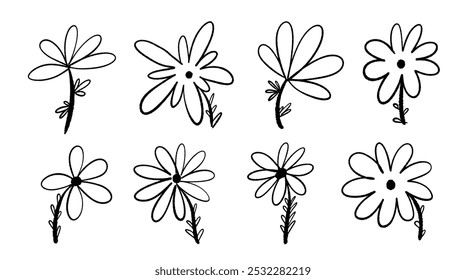 Vector set of doodle style flowers for decorating your design projects