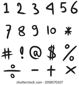 vector set doodle symbols and numbers