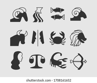 Vector set of doodle zodiac signs