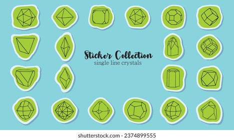 Vektordoodles mit Kristallen. Edelsteine, Diamanten und Kristalle. Aufkleberkollektion mit Kristallen. Set von Symbolen mit Steinen einzeln auf weißem Hintergrund. Kristallwaren, Quarz, Edelsteine.Clip-Art