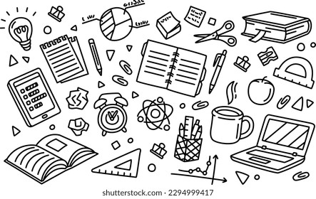 Vector set of doodles education elements and icons. Vector illustration