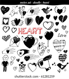 vector set - doodles - heart