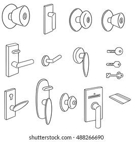 vector set of door knob