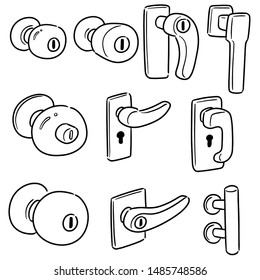 vector set of door knob cartoon