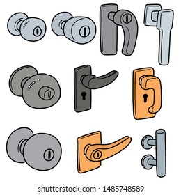 vector set of door knob cartoon