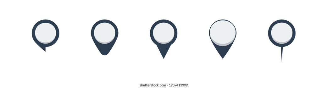 vector set of dots and markers icons on map