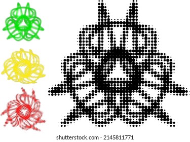 Vektorset aus gepunktetem halftone mandala_2 und seinen Verzerrungen. Zur alleinigen Anwendung.