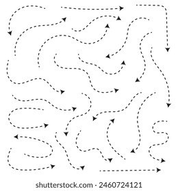 Vector Set Of Dotted Line Arrows